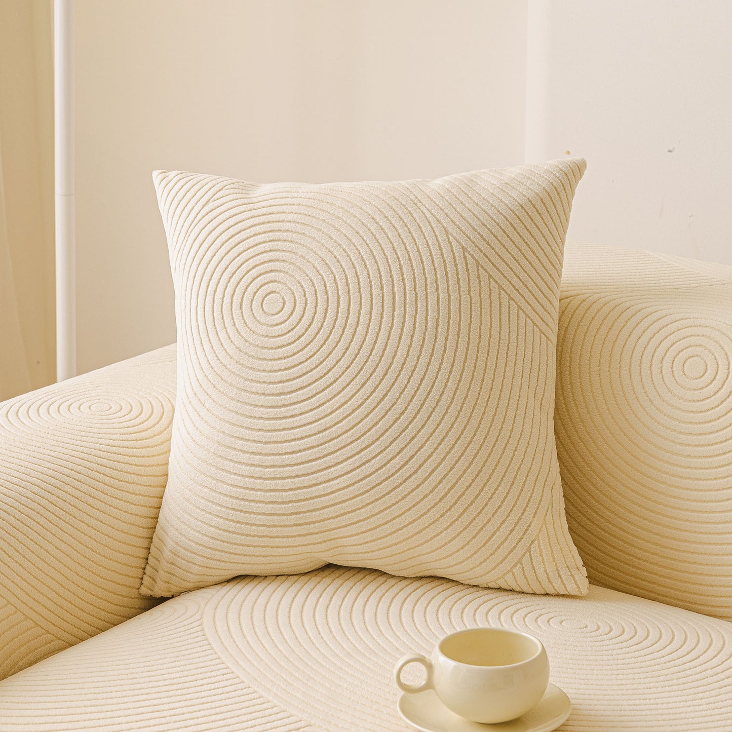 Elastic Stretch Sofa Cover Slipcover, Concentric Circle Jacquard Plush Couch Cover