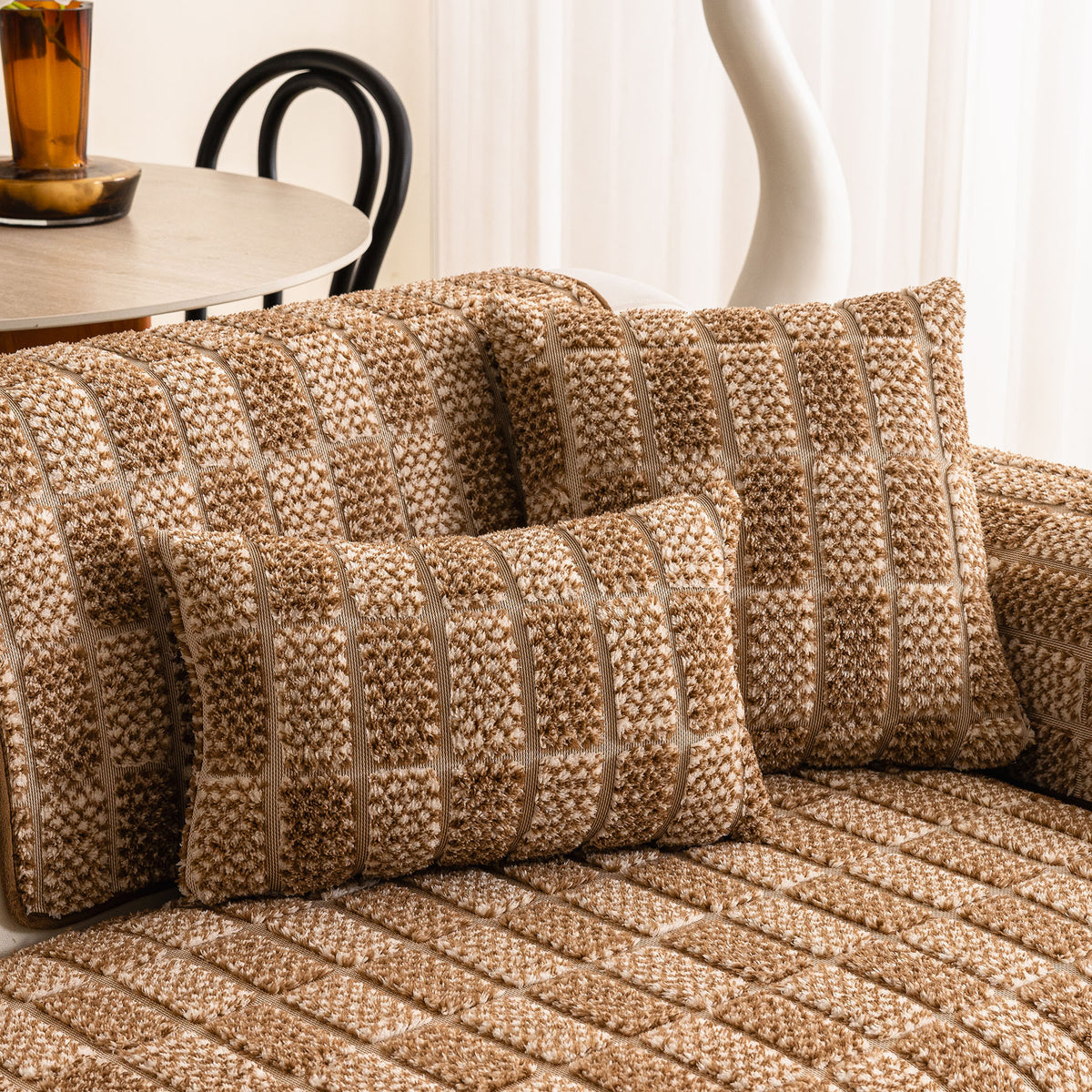 Plush Sofa Protector, Soft Couch Cover with Silicone Non-Slip Backing for Pets & Kids