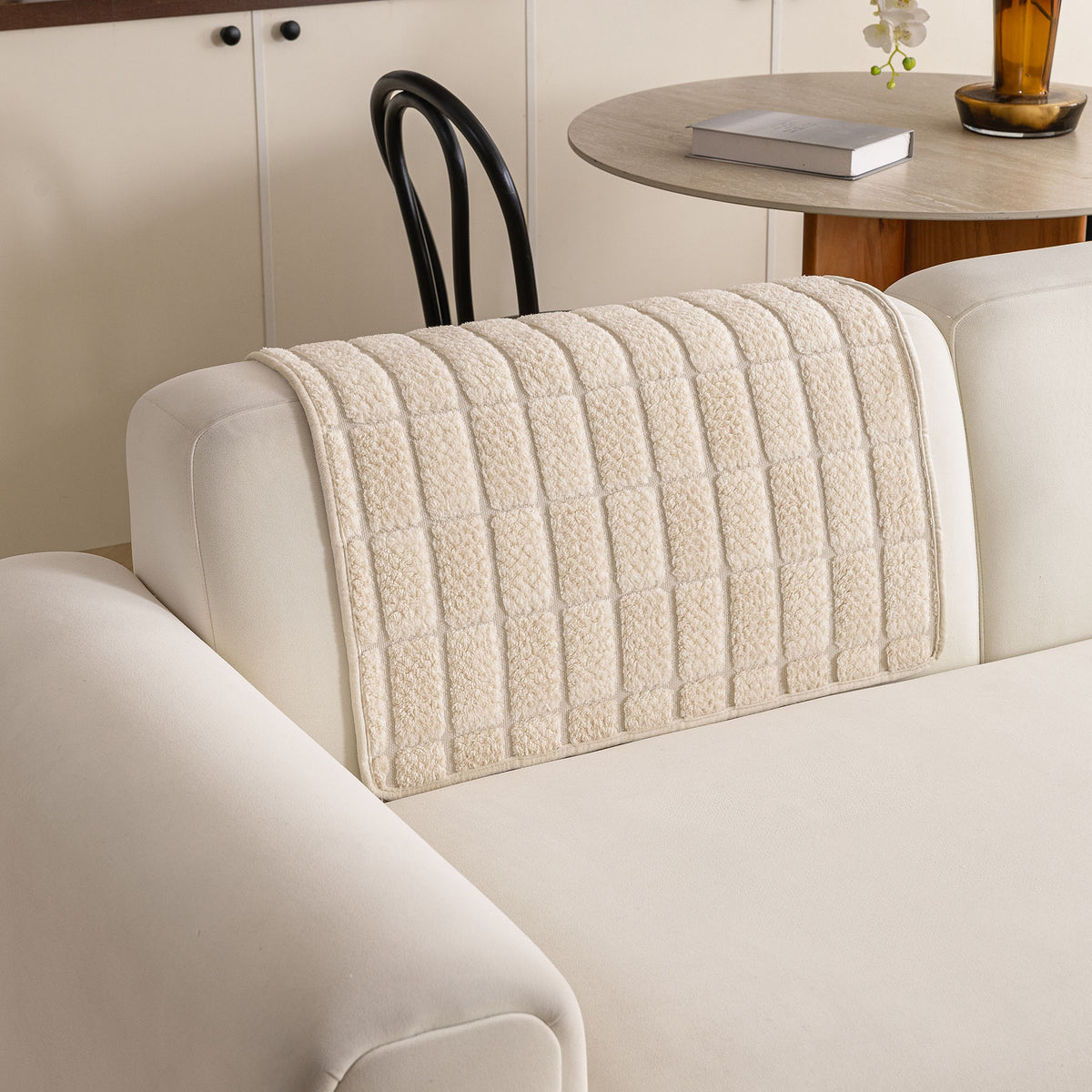 Plush Sofa Protector, Soft Couch Cover with Silicone Non-Slip Backing for Pets & Kids
