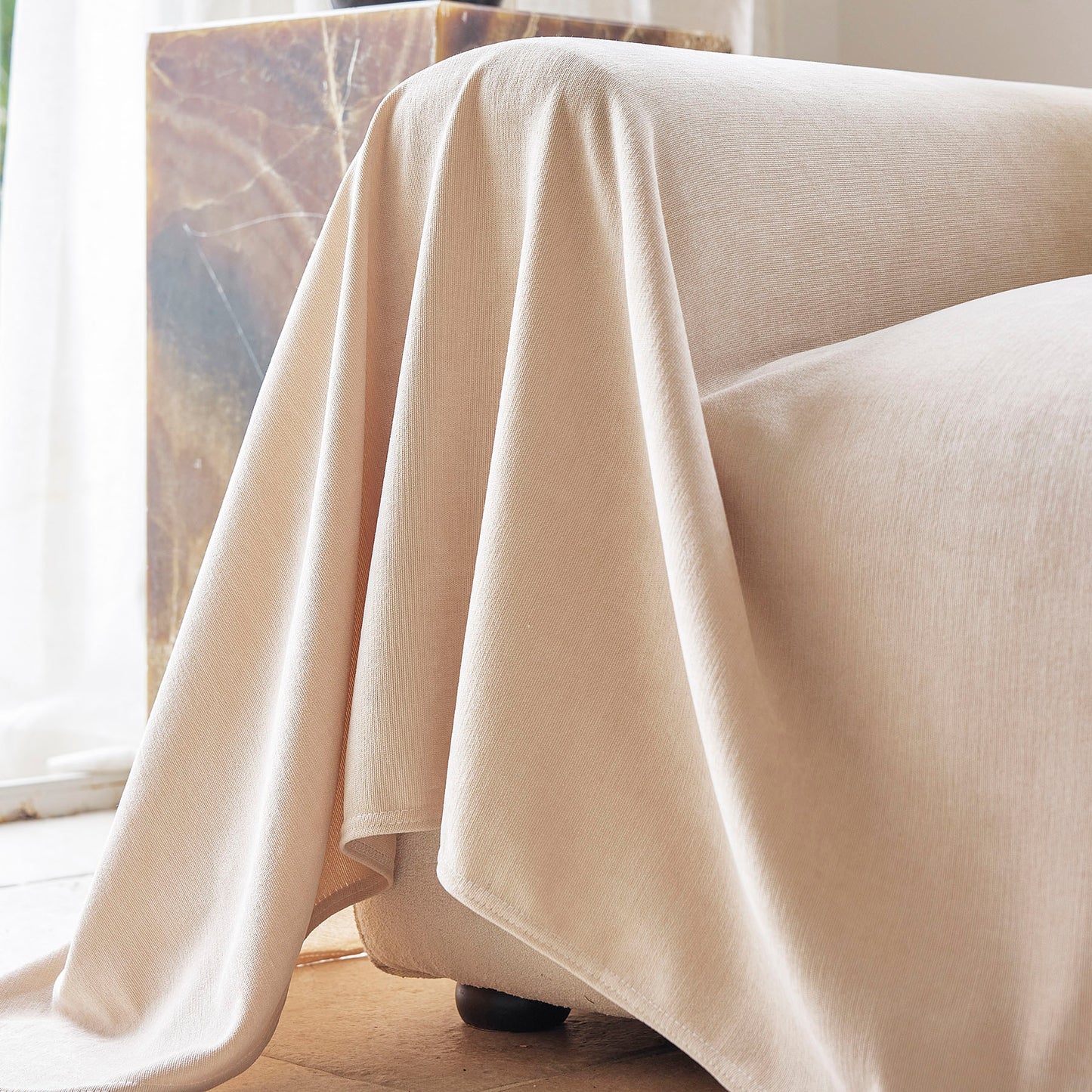 Luxury Soft Chenille Sofa Cover for Couch, Solid Color Furniture Protector Throw Cover