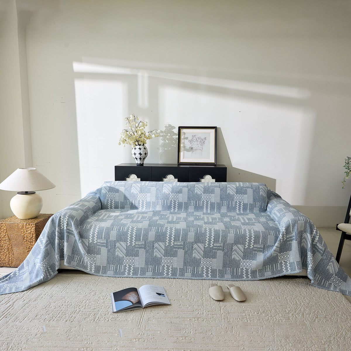 Boho Furniture Cover for Sofa, Loveseat and Chair, Geometric Jacquard Woven Sofa Cover