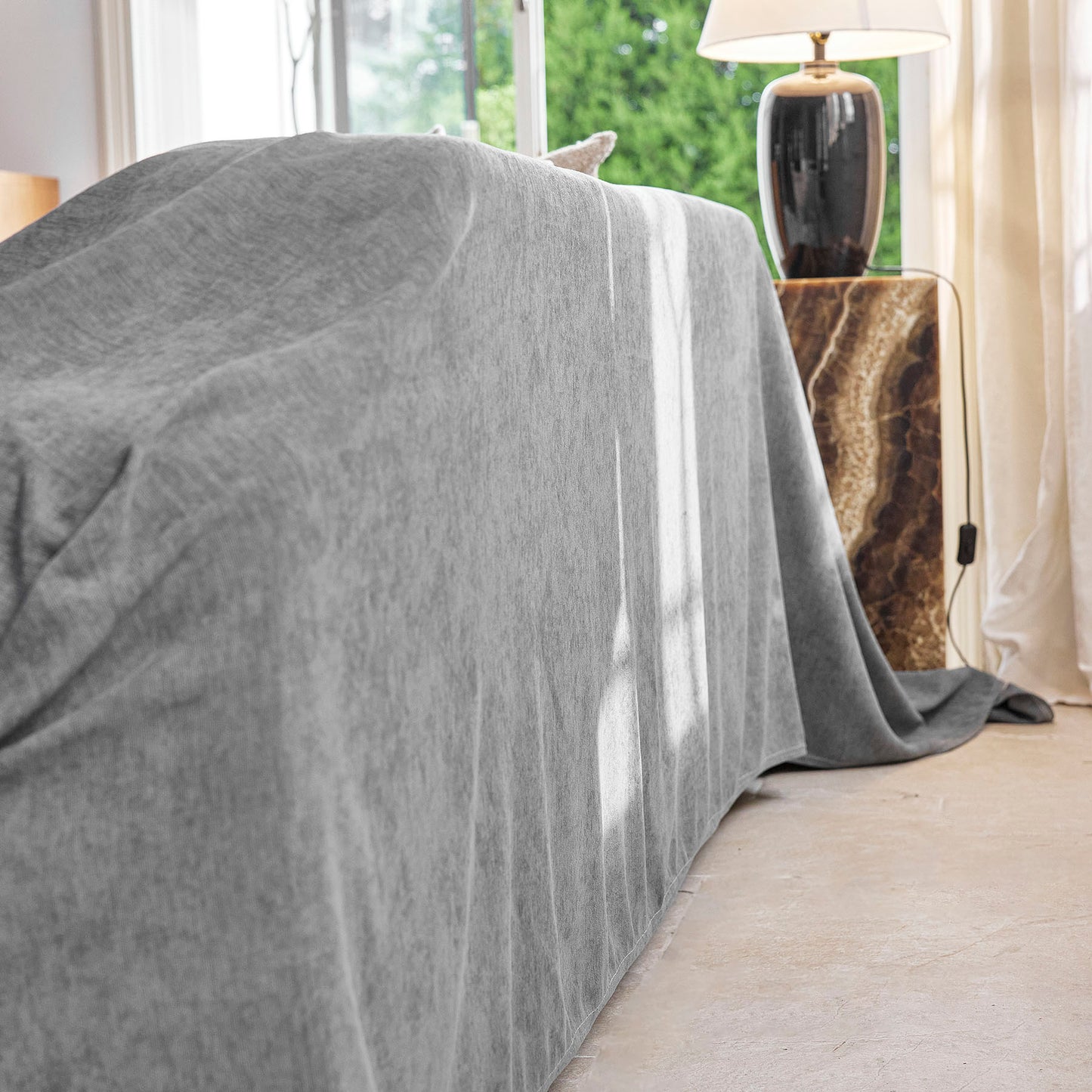 Luxury Soft Chenille Sofa Cover for Couch, Solid Color Furniture Protector Throw Cover