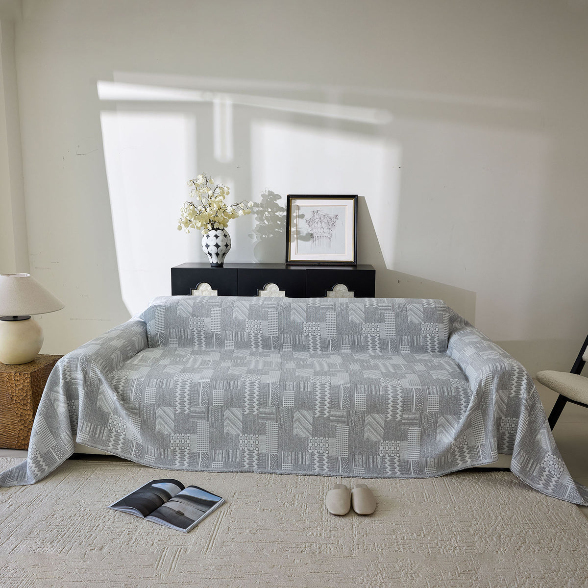 Boho Furniture Cover for Sofa, Loveseat and Chair, Geometric Jacquard Woven Sofa Cover