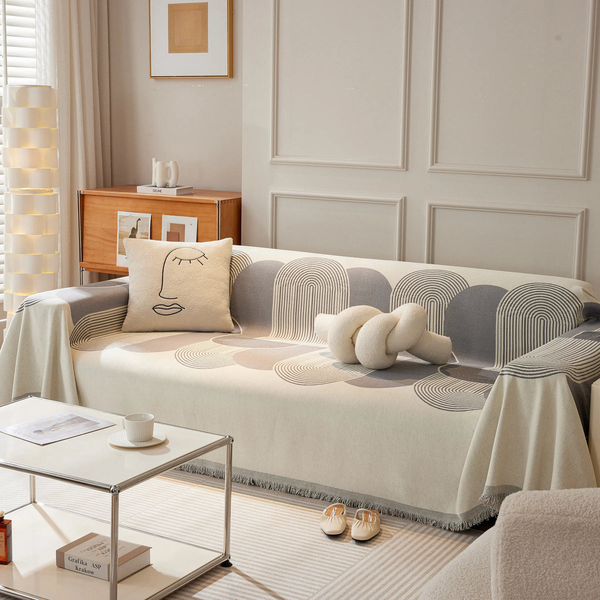 Weiche Chenille Quastenbesatz Sectional Sofa Schoner Couchbezüge für K – Slipcover KAS™