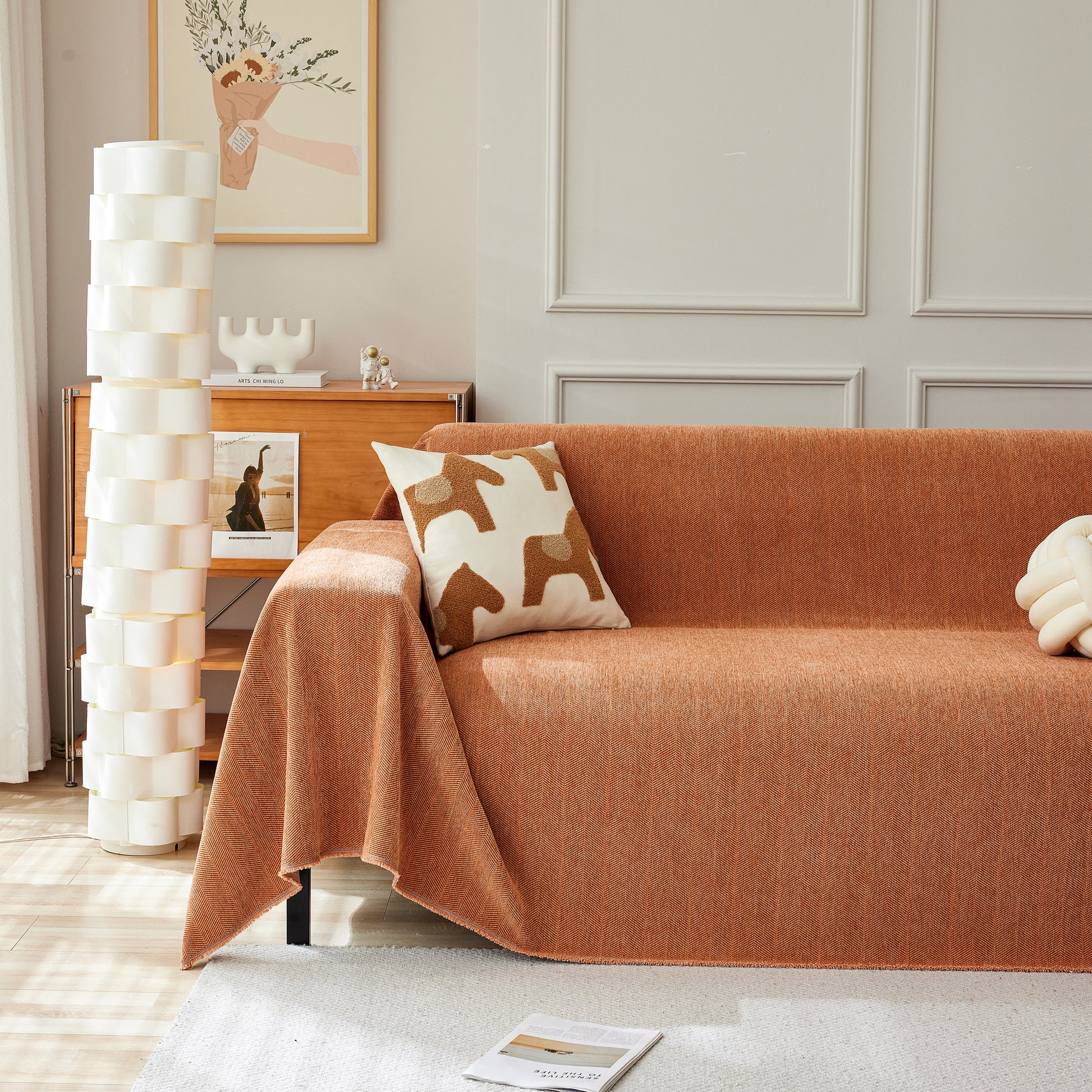 Herringbone Oversized Chenille Couch Throw Cover Sofa Slipcovers