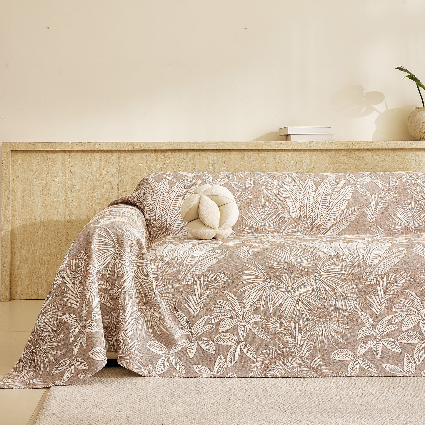 Tropical Botanical Leaf Texture Furniture Protector Blanket Soft Breathable Sofa Cover