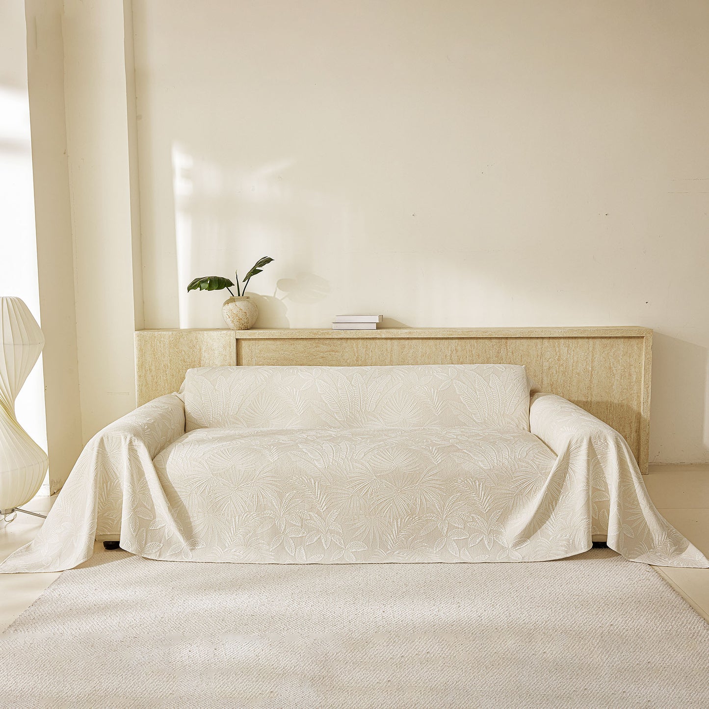 Tropical Botanical Leaf Texture Furniture Protector Blanket Soft Breathable Sofa Cover