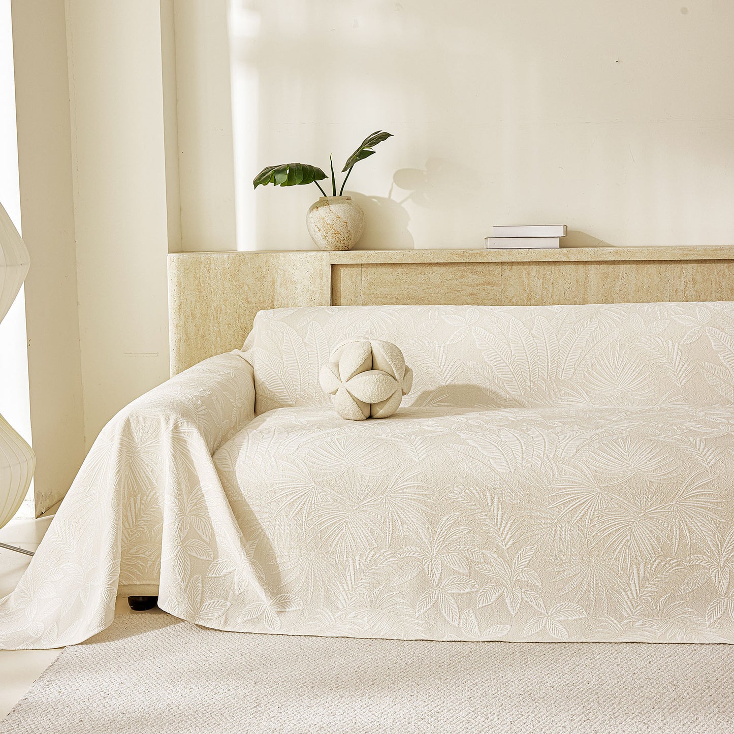 Tropical Botanical Leaf Texture Furniture Protector Blanket Soft Breathable Sofa Cover