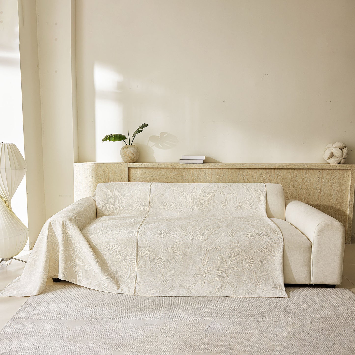 Tropical Botanical Leaf Texture Furniture Protector Blanket Soft Breathable Sofa Cover