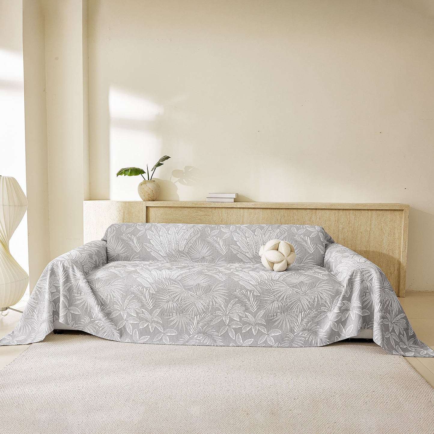 Tropical Botanical Leaf Texture Furniture Protector Blanket Soft Breathable Sofa Cover