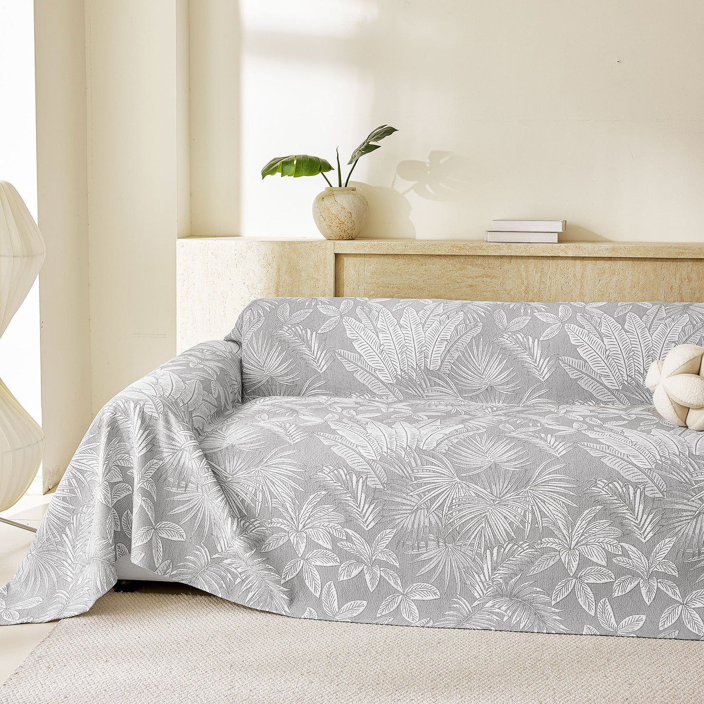 Tropical Botanical Leaf Texture Furniture Protector Blanket Soft Breathable Sofa Cover