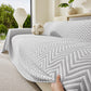 Three Layer Woven Soft Breathable Sofa Cover Blanket, Textured Chevron Couch Cover