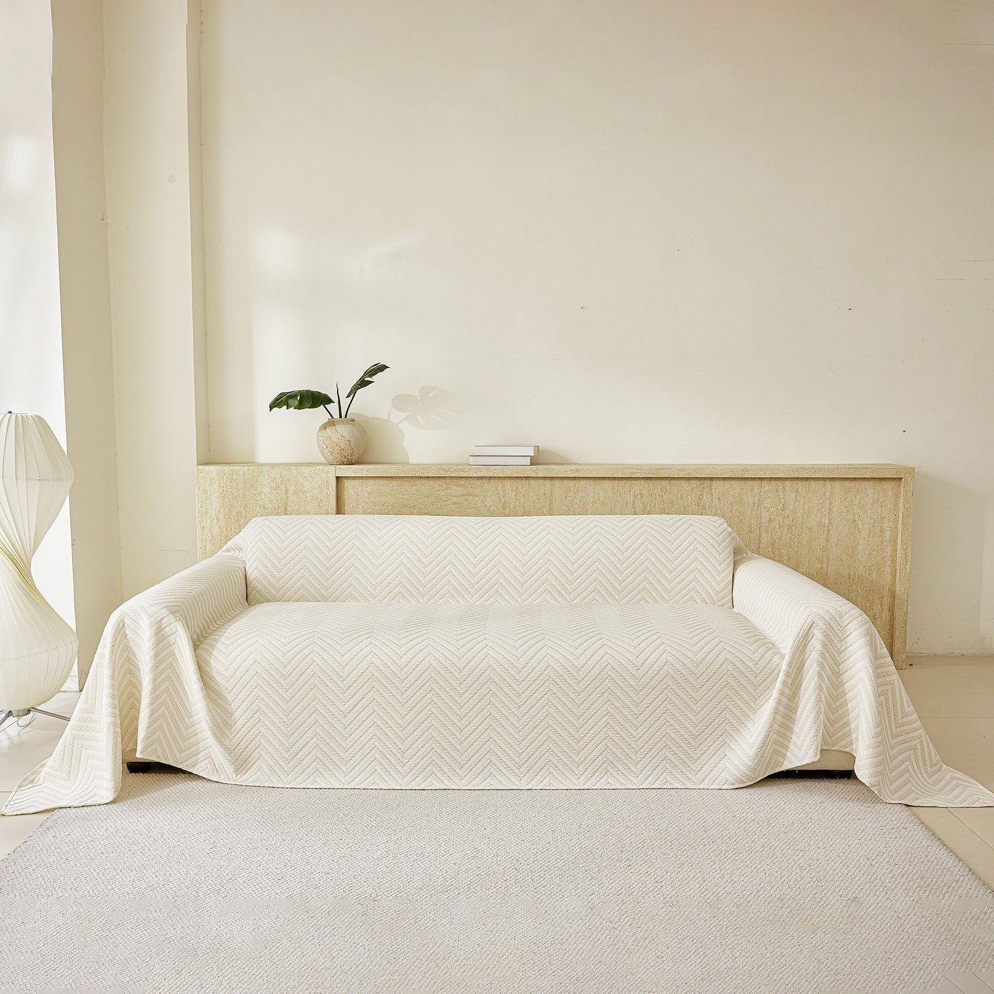 Three Layer Woven Soft Breathable Sofa Cover Blanket, Textured Chevron Couch Cover