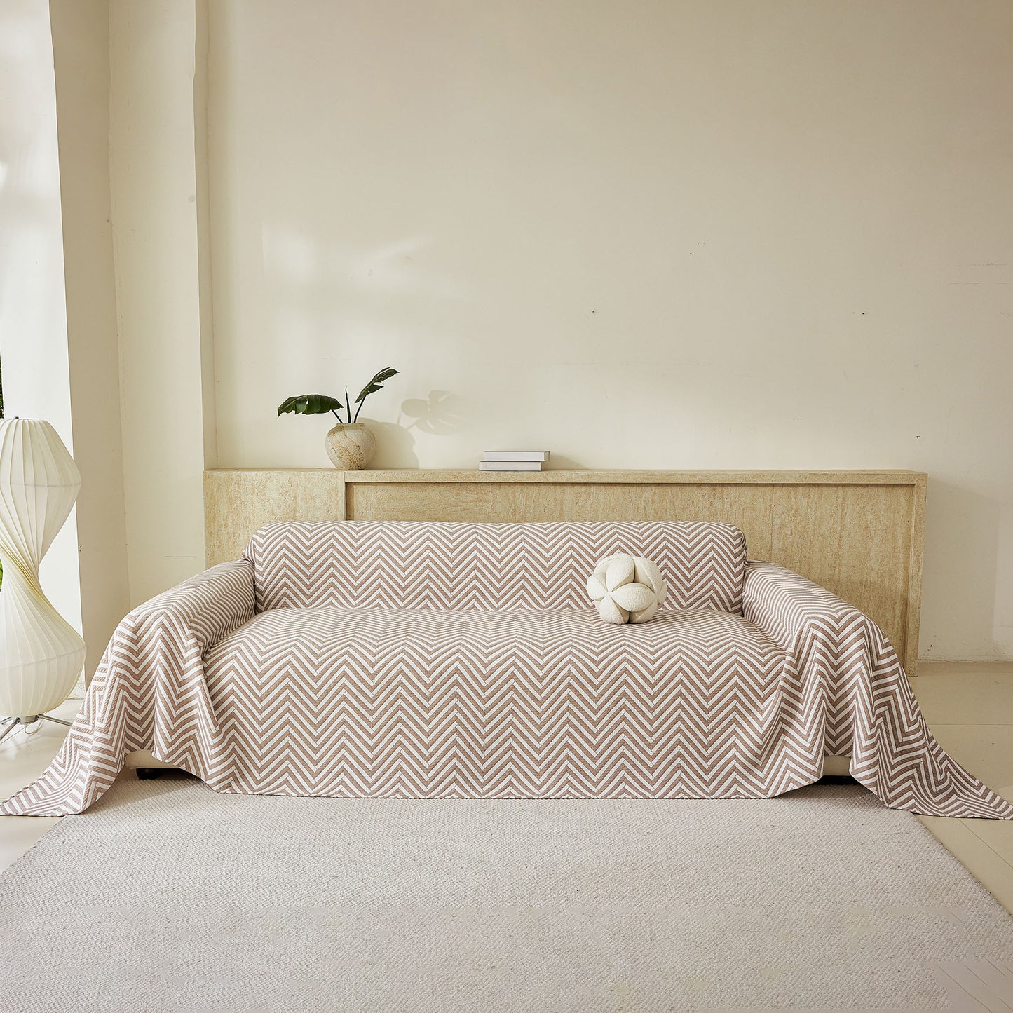 Three Layer Woven Soft Breathable Sofa Cover Blanket, Textured Chevron Couch Cover