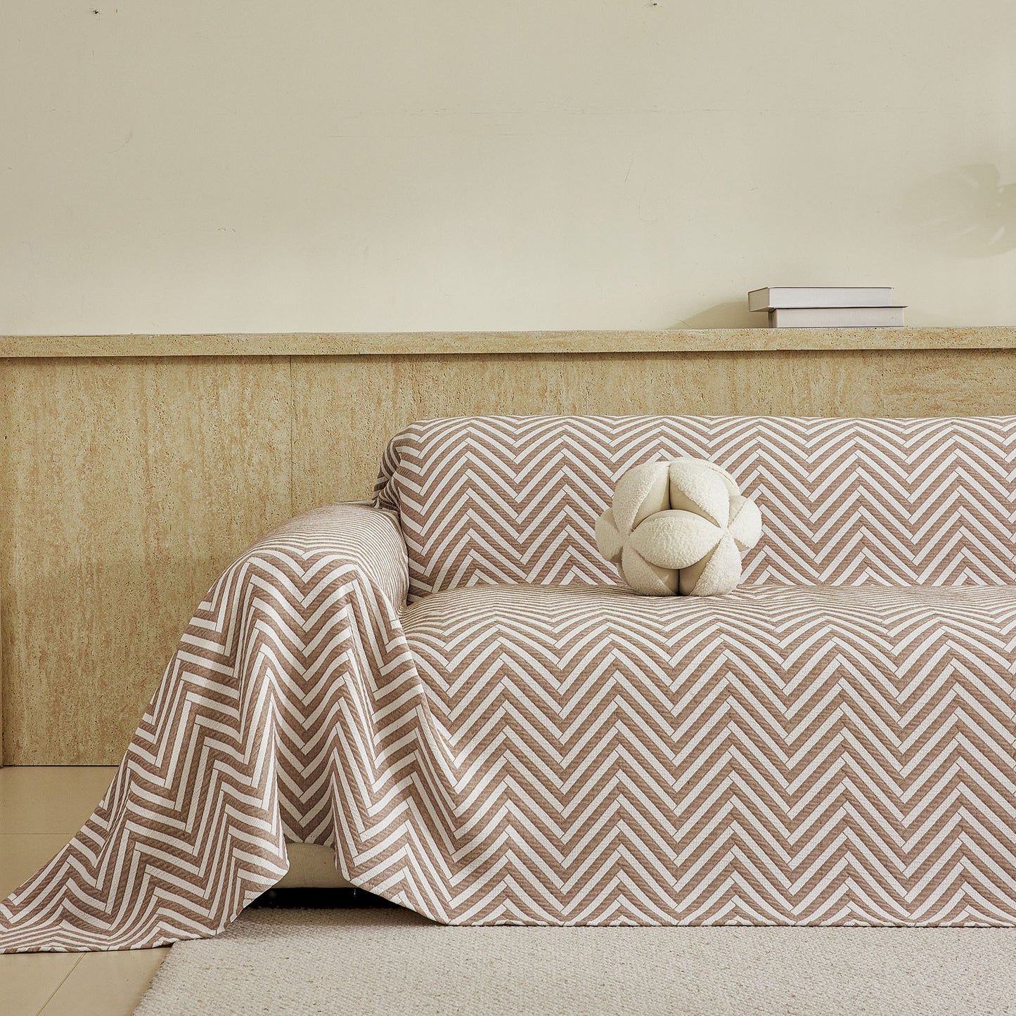 Three Layer Woven Soft Breathable Sofa Cover Blanket, Textured Chevron Couch Cover