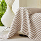 Three Layer Woven Soft Breathable Sofa Cover Blanket, Textured Chevron Couch Cover
