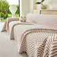 Three Layer Woven Soft Breathable Sofa Cover Blanket, Textured Chevron Couch Cover