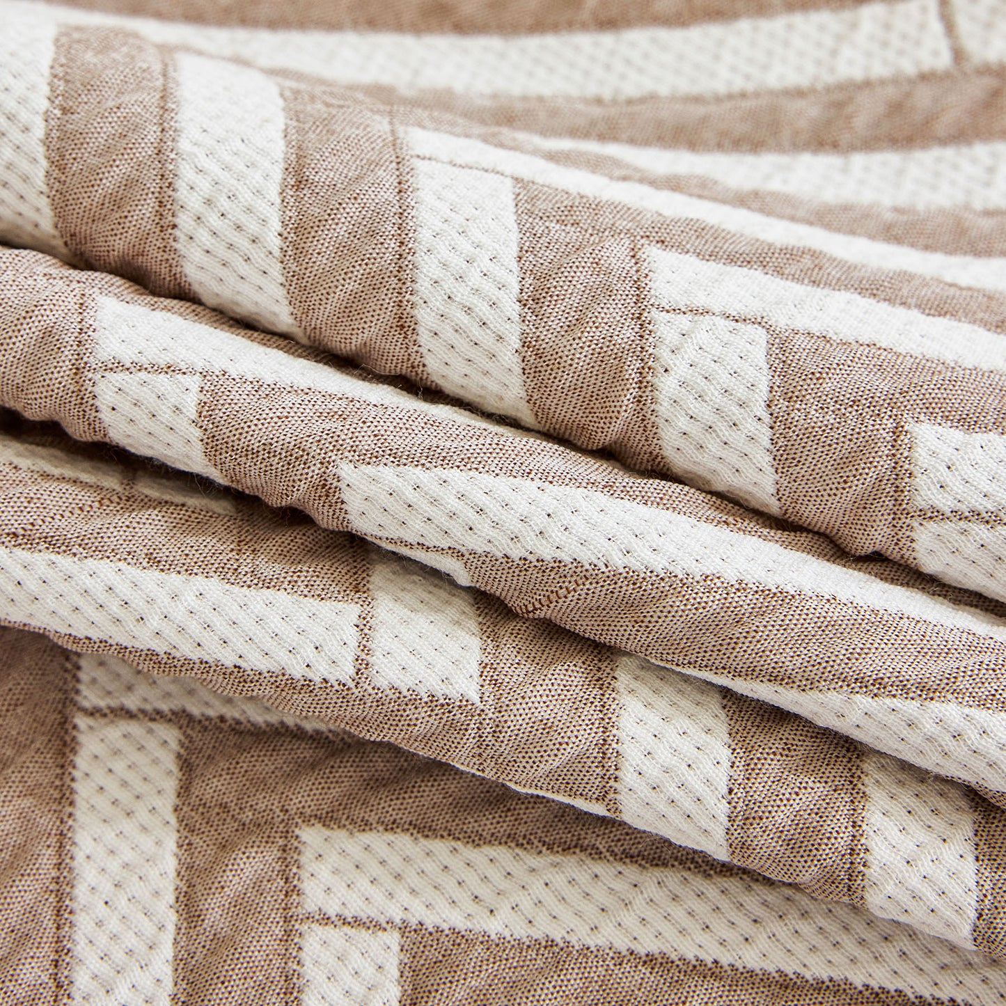 Three Layer Woven Soft Breathable Sofa Cover Blanket, Textured Chevron Couch Cover
