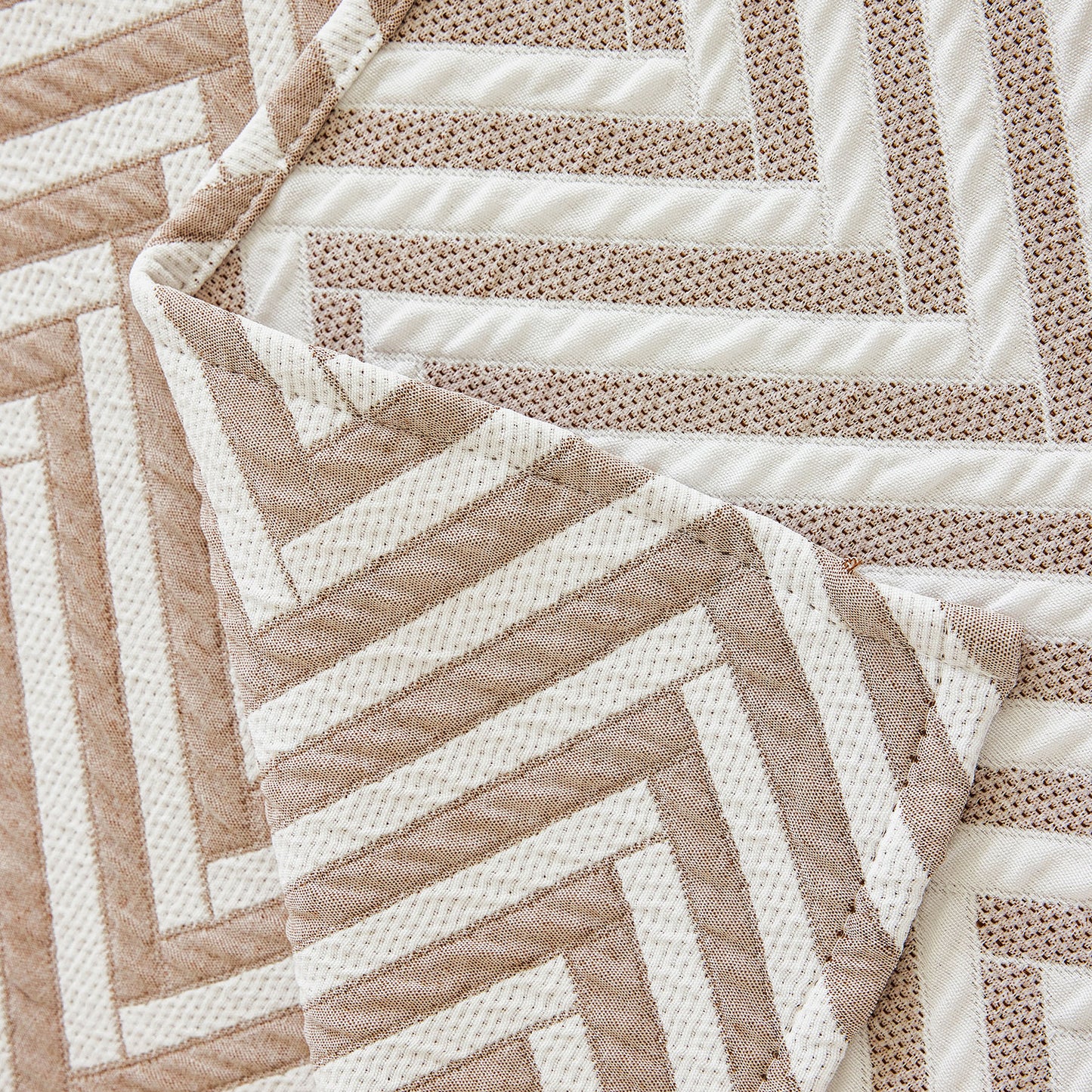 Three Layer Woven Soft Breathable Sofa Cover Blanket, Textured Chevron Couch Cover