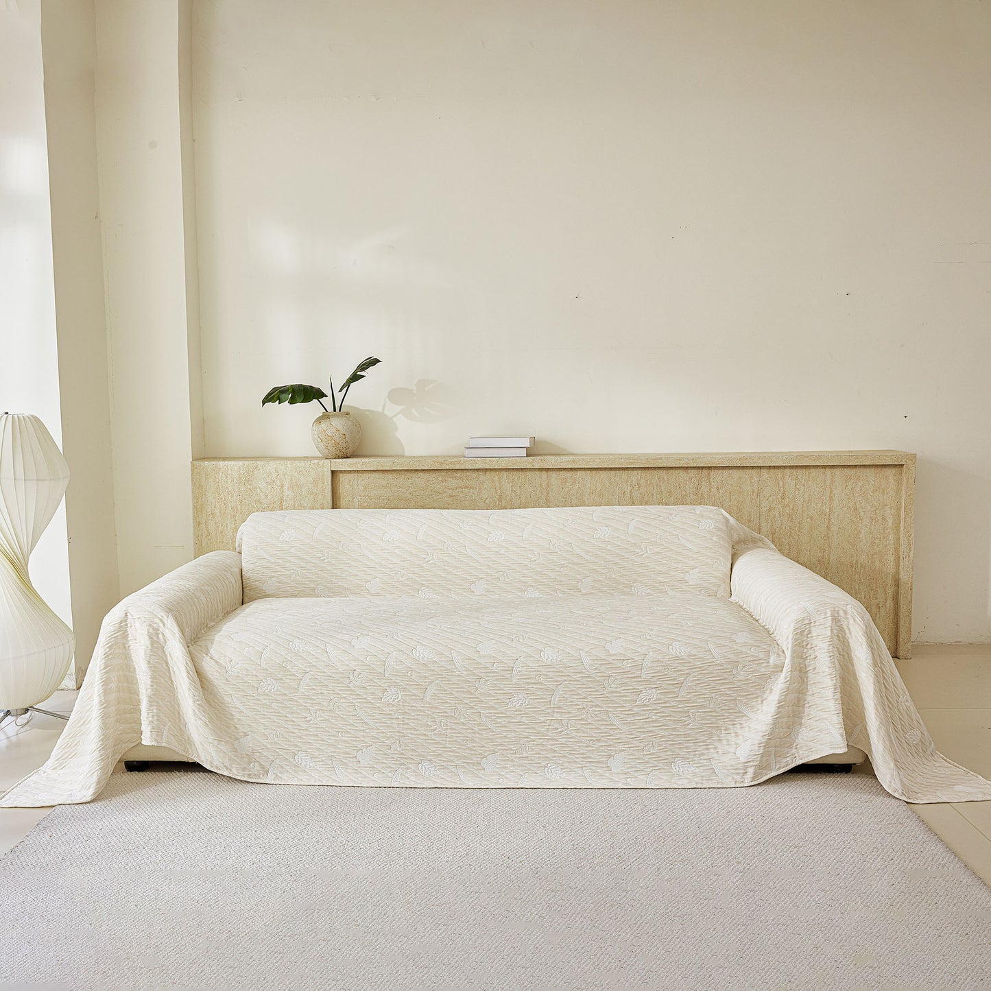 Soft Breathable Sofa Cover Blanket,Botanical Embossed Furniture Protector Throw Cover