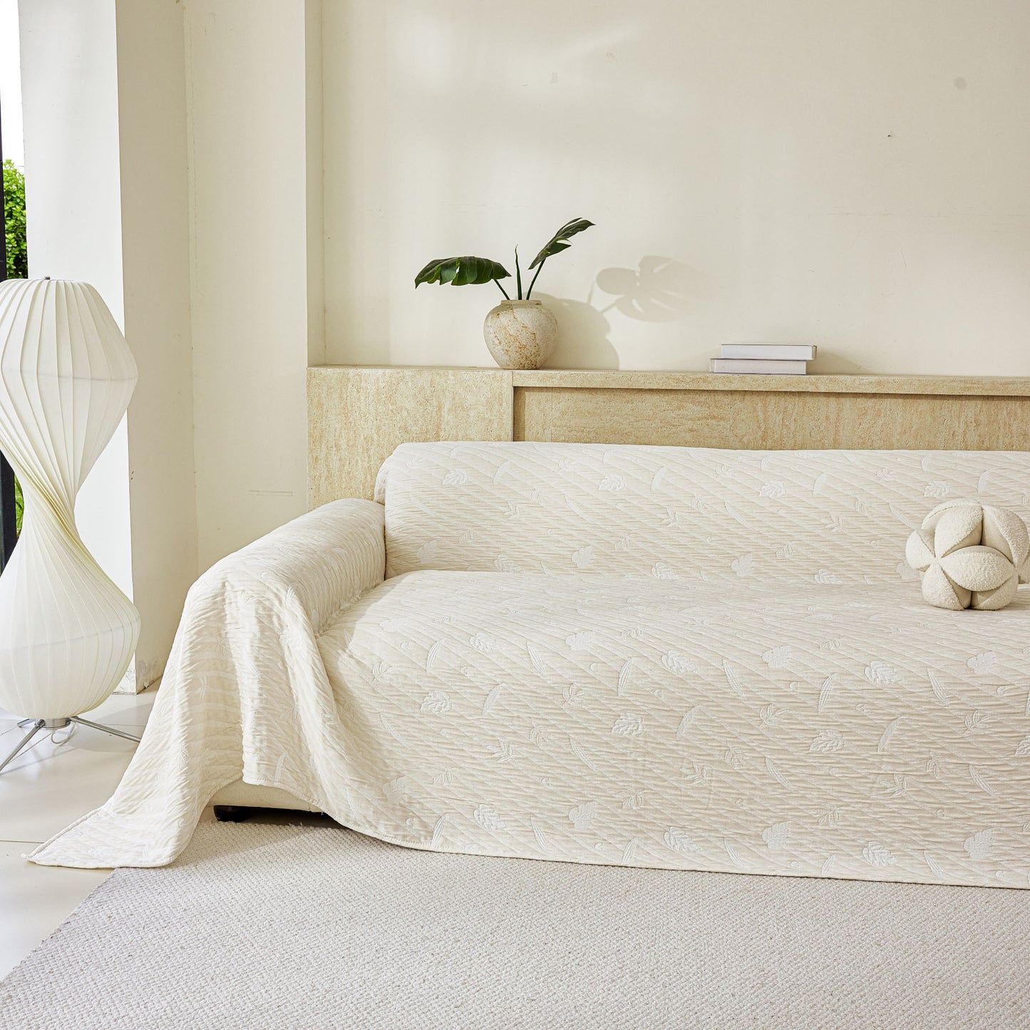 Soft Breathable Sofa Cover Blanket,Botanical Embossed Furniture Protector Throw Cover