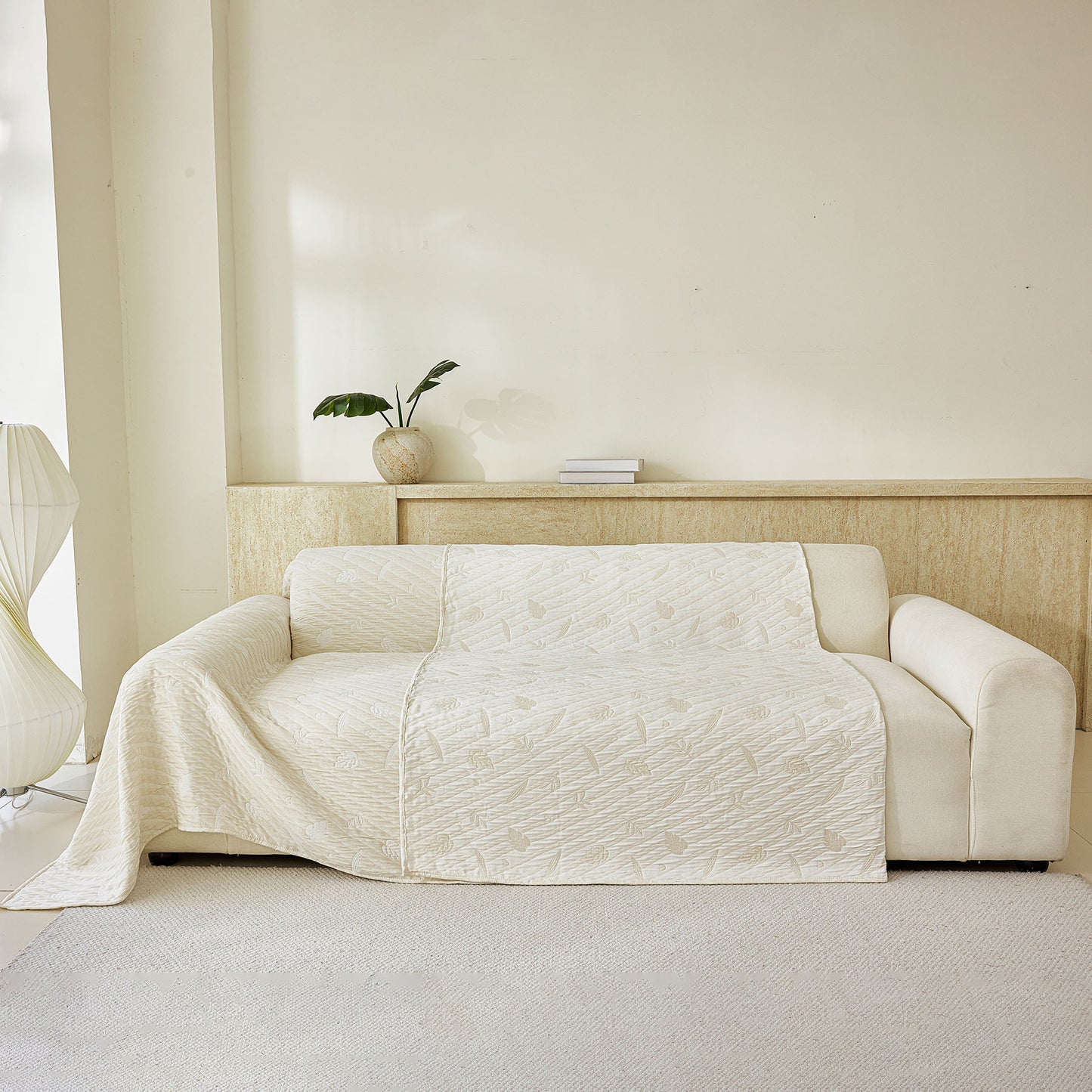 Soft Breathable Sofa Cover Blanket,Botanical Embossed Furniture Protector Throw Cover