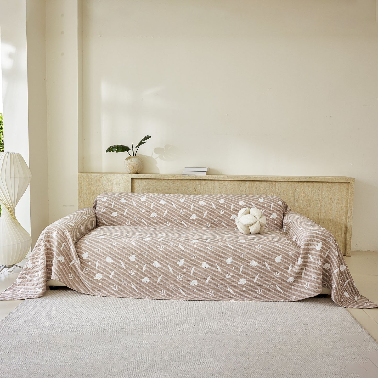 Soft Breathable Sofa Cover Blanket,Botanical Embossed Furniture Protector Throw Cover