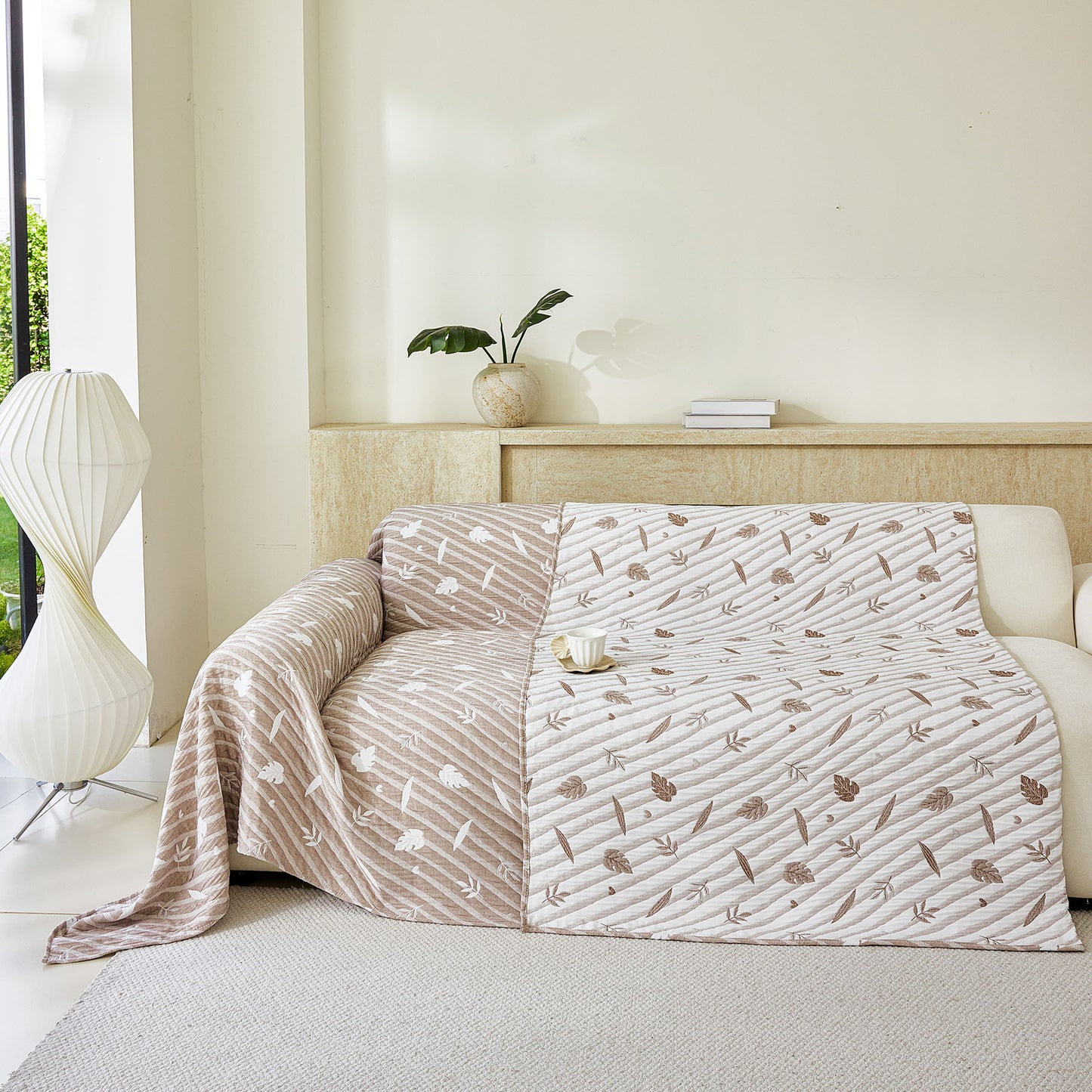 Soft Breathable Sofa Cover Blanket,Botanical Embossed Furniture Protector Throw Cover