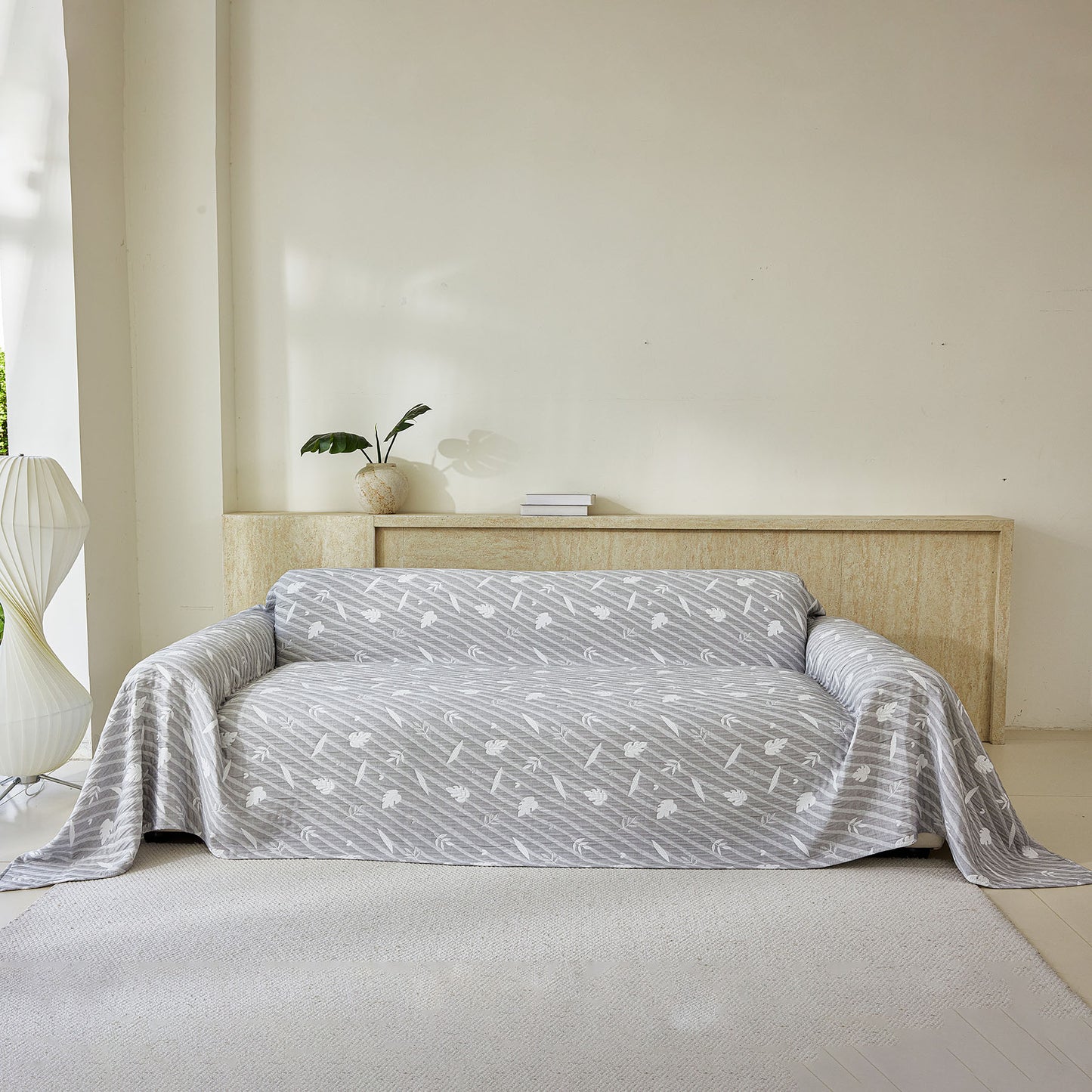 Soft Breathable Sofa Cover Blanket,Botanical Embossed Furniture Protector Throw Cover