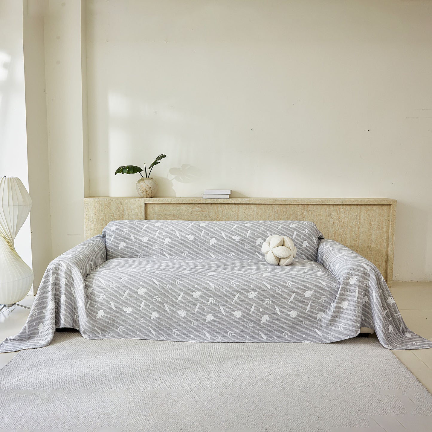 Soft Breathable Sofa Cover Blanket,Botanical Embossed Furniture Protector Throw Cover