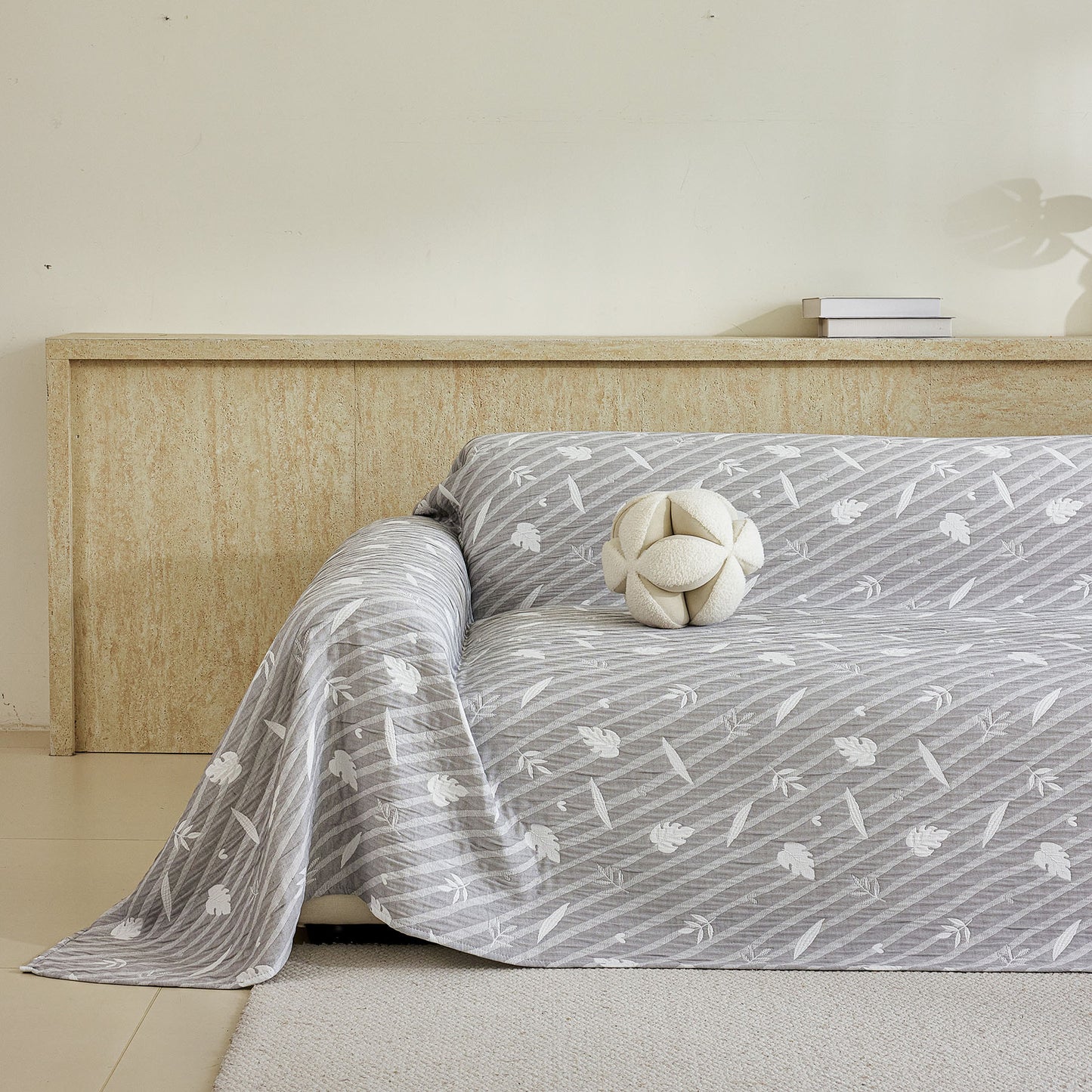 Soft Breathable Sofa Cover Blanket,Botanical Embossed Furniture Protector Throw Cover