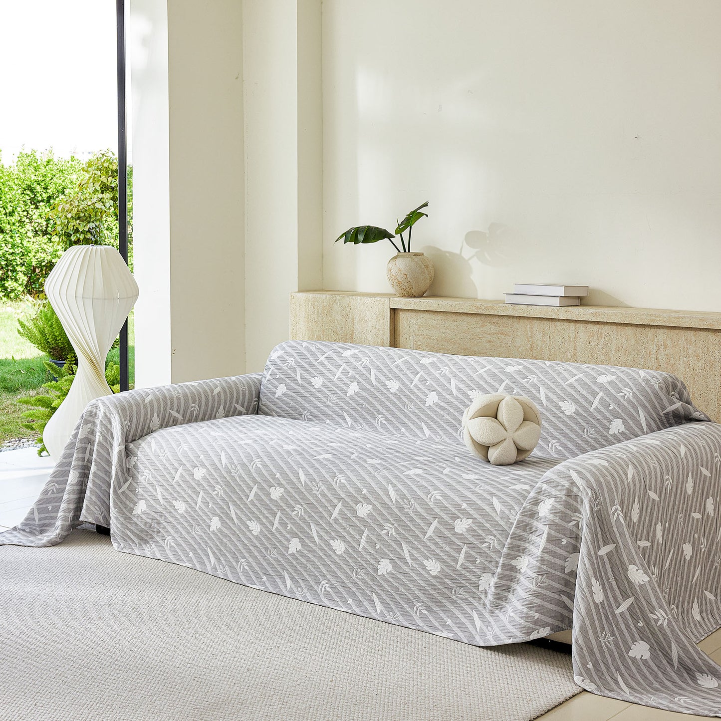 Soft Breathable Sofa Cover Blanket,Botanical Embossed Furniture Protector Throw Cover