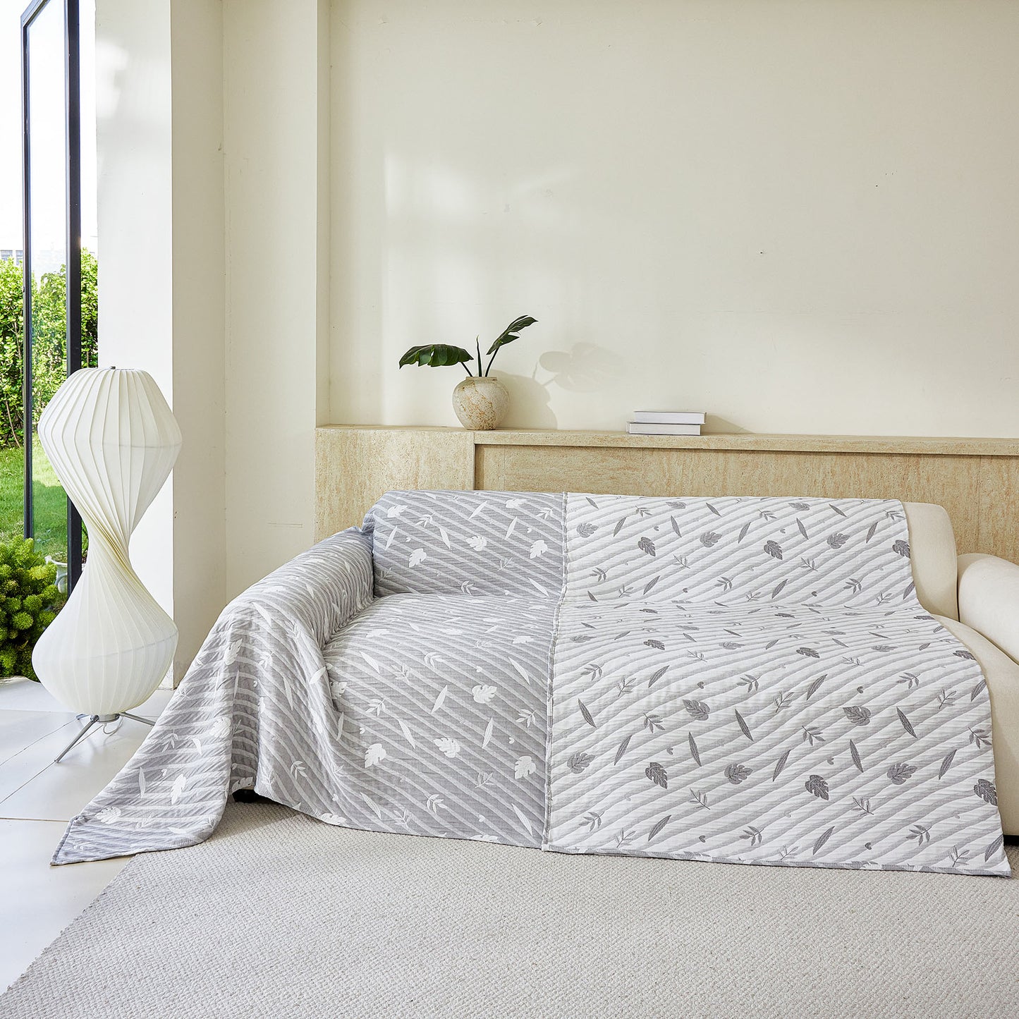 Soft Breathable Sofa Cover Blanket,Botanical Embossed Furniture Protector Throw Cover