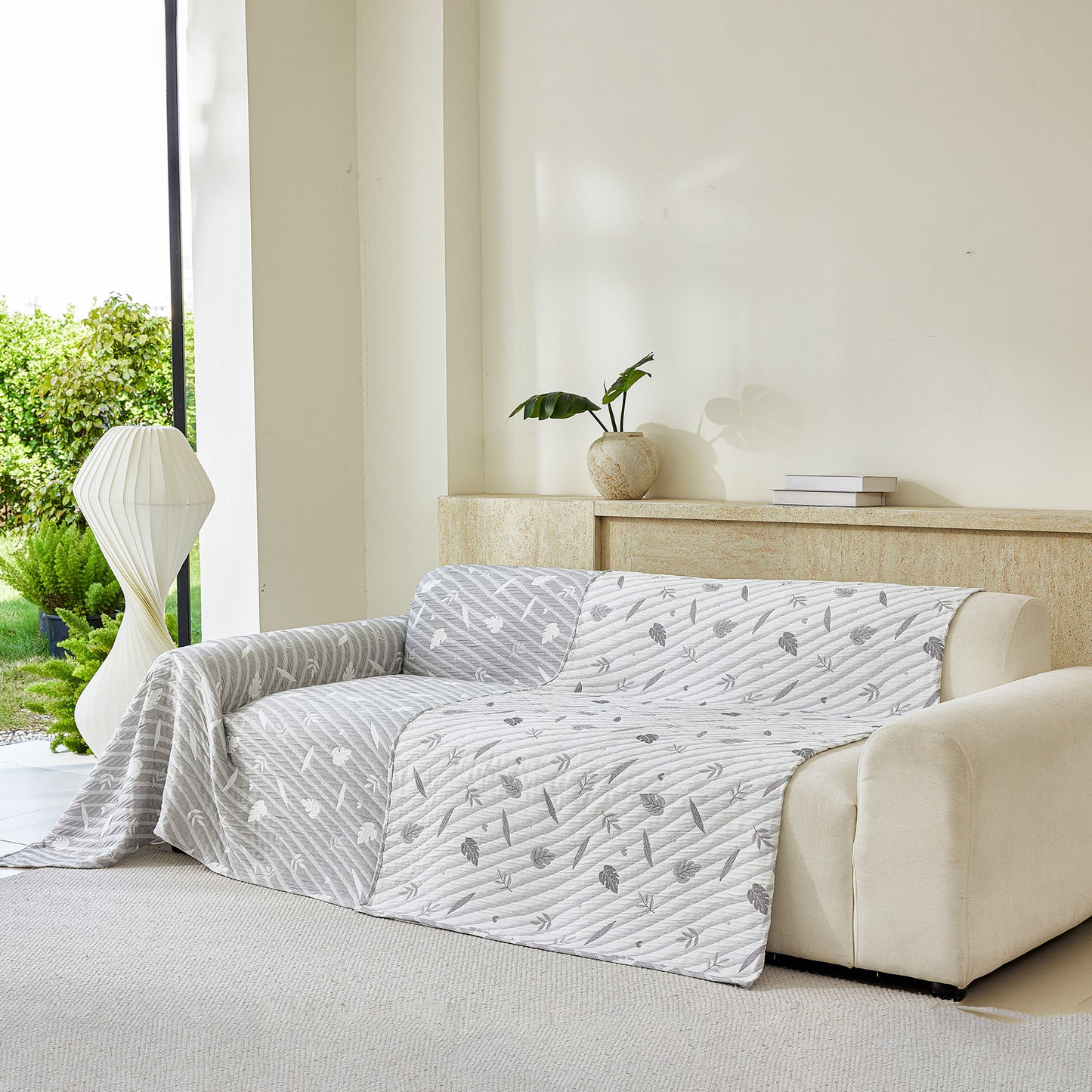 Soft Breathable Sofa Cover Blanket,Botanical Embossed Furniture Protector Throw Cover