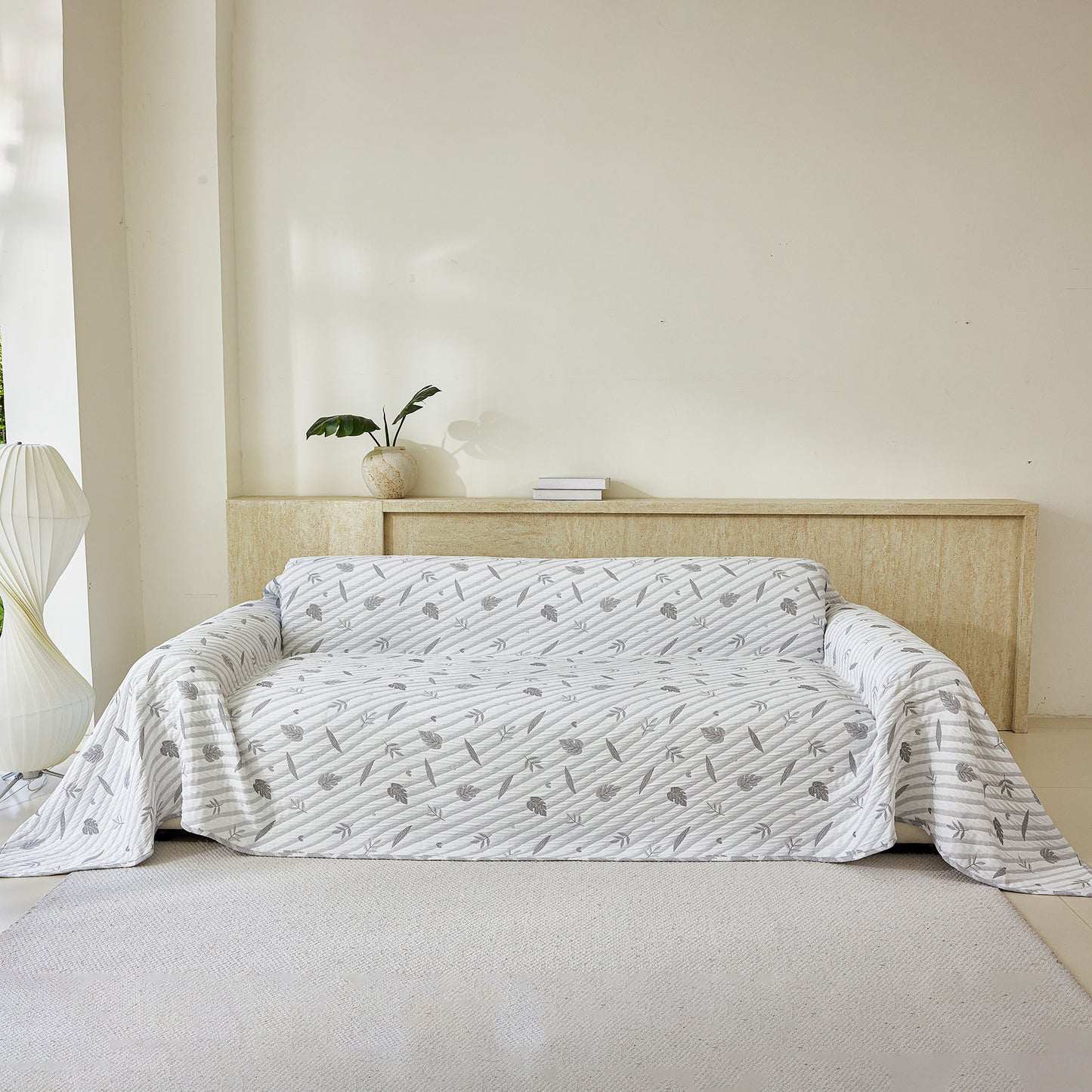 Soft Breathable Sofa Cover Blanket,Botanical Embossed Furniture Protector Throw Cover