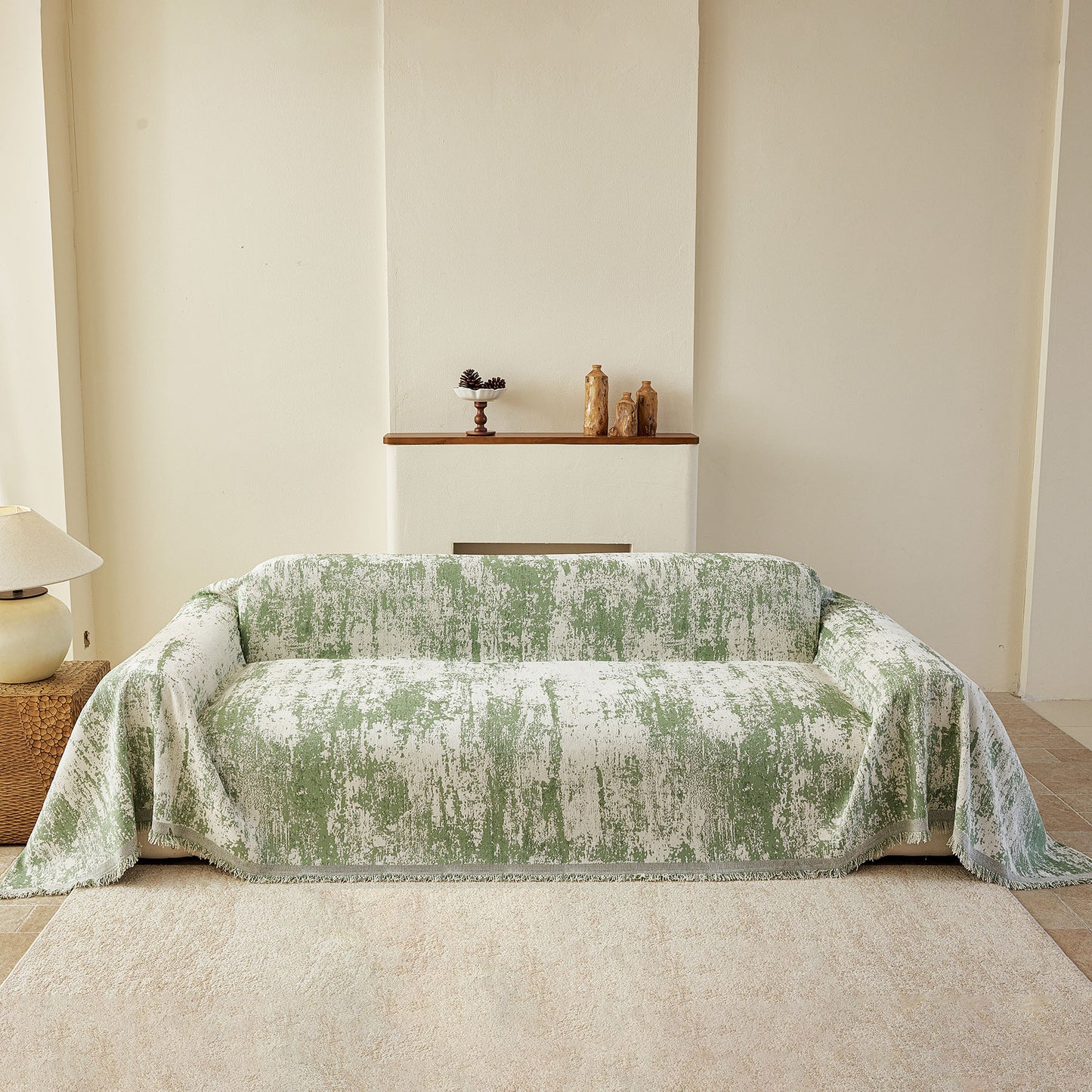 Soft Chenille Sofa Cover, Textured Abstract Couch Protector Cover with Vintage Pattern