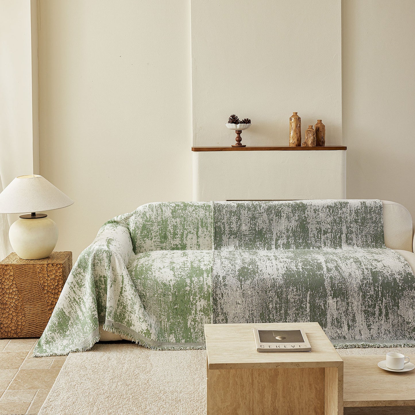 Soft Chenille Sofa Cover, Textured Abstract Couch Protector Cover with Vintage Pattern