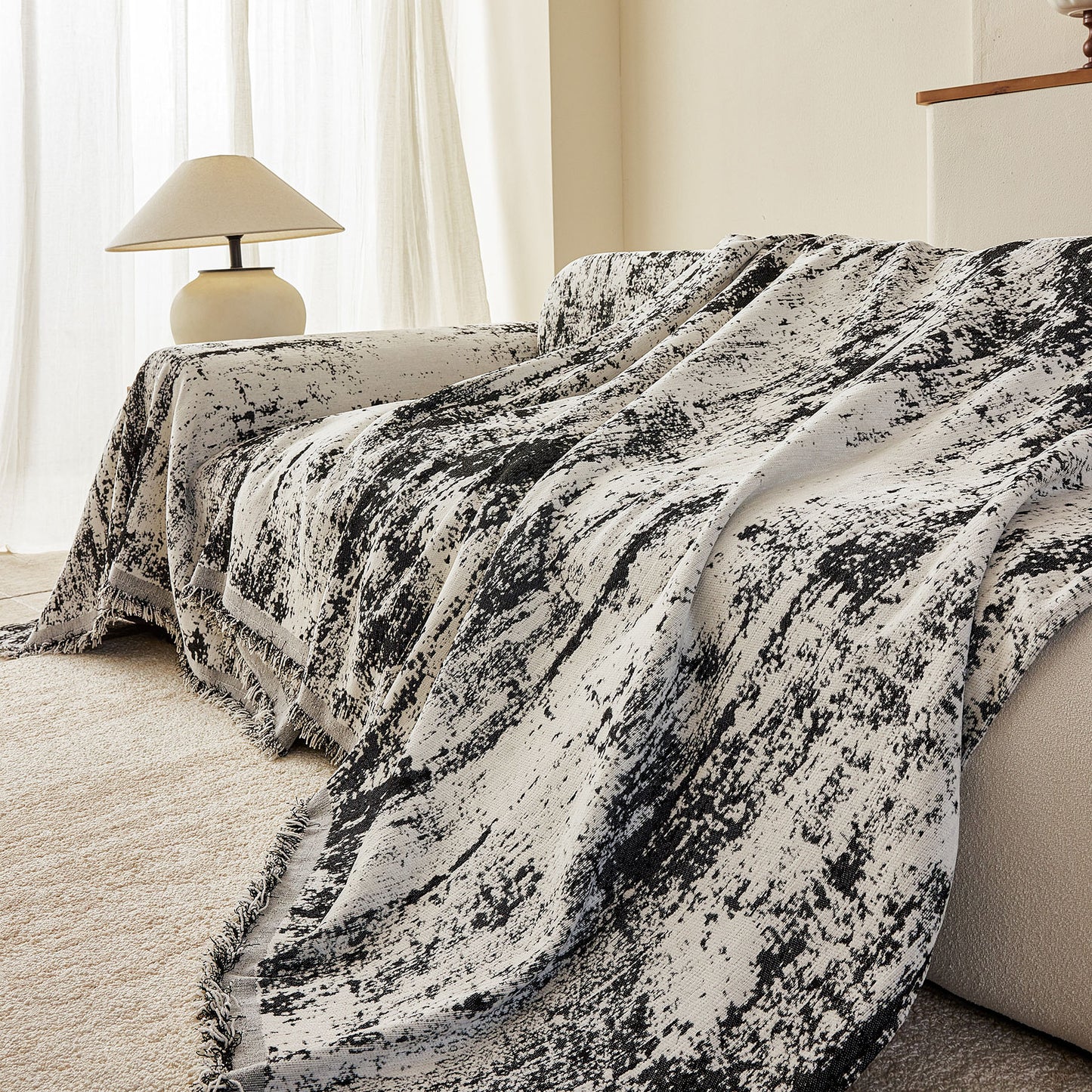 Soft Chenille Sofa Cover, Textured Abstract Couch Protector Cover with Vintage Pattern