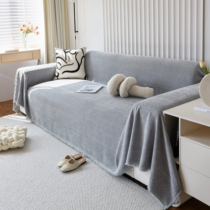 Chenille Thickened Solid Couch Blanket Throws, Reversible Couch Covers for Sectional Couches