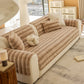 Plush Faux Rabbit Fur Sofa Cover, Warm Non-Slip Couch Protector for Leather Sofas