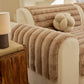 Plush Faux Rabbit Fur Sofa Cover, Warm Non-Slip Couch Protector for Leather Sofas