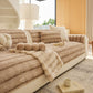 Plush Faux Rabbit Fur Sofa Cover, Warm Non-Slip Couch Protector for Leather Sofas
