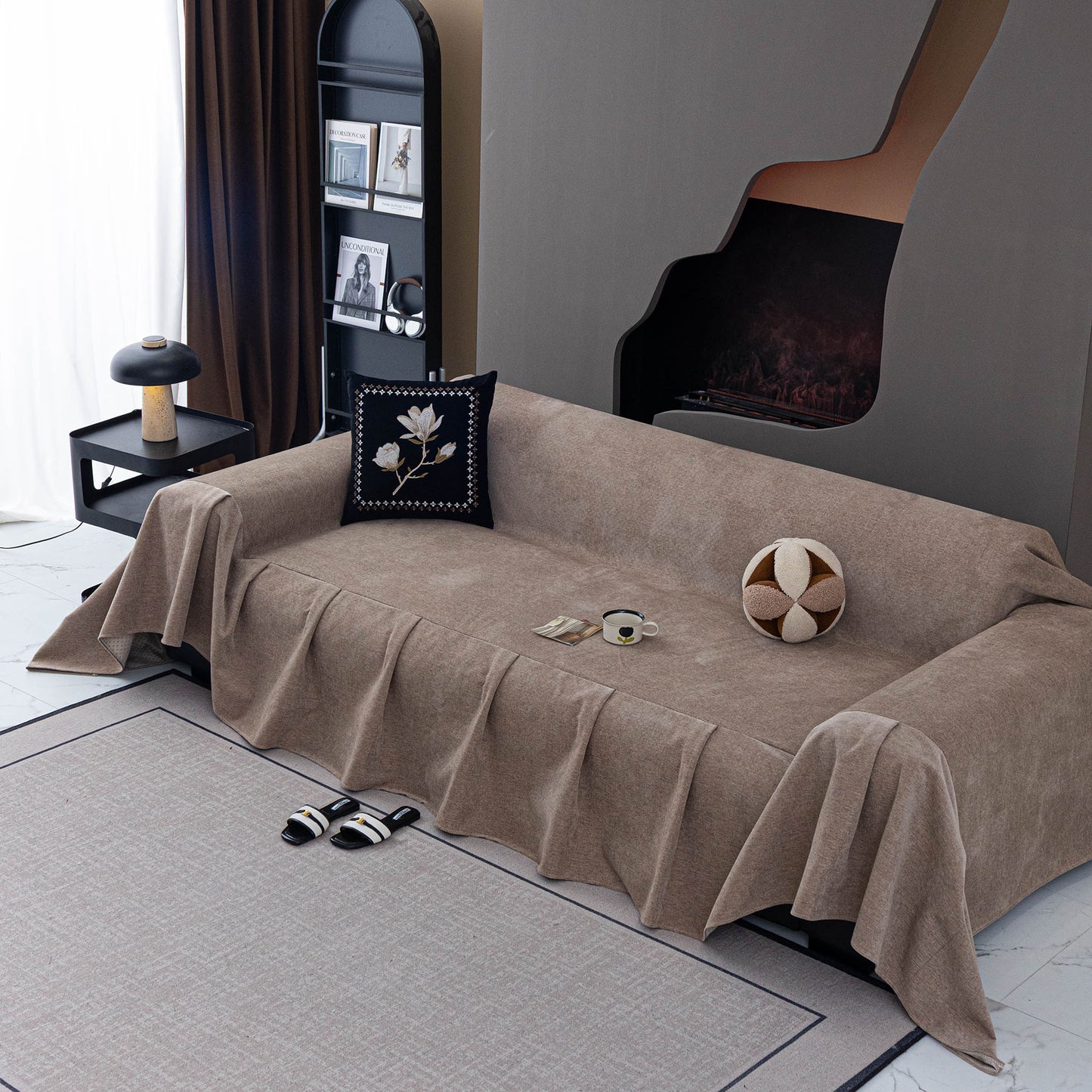 Water Repellent Couch Cover, Non Slip Furniture Protector for Leather & Fabric Sofa