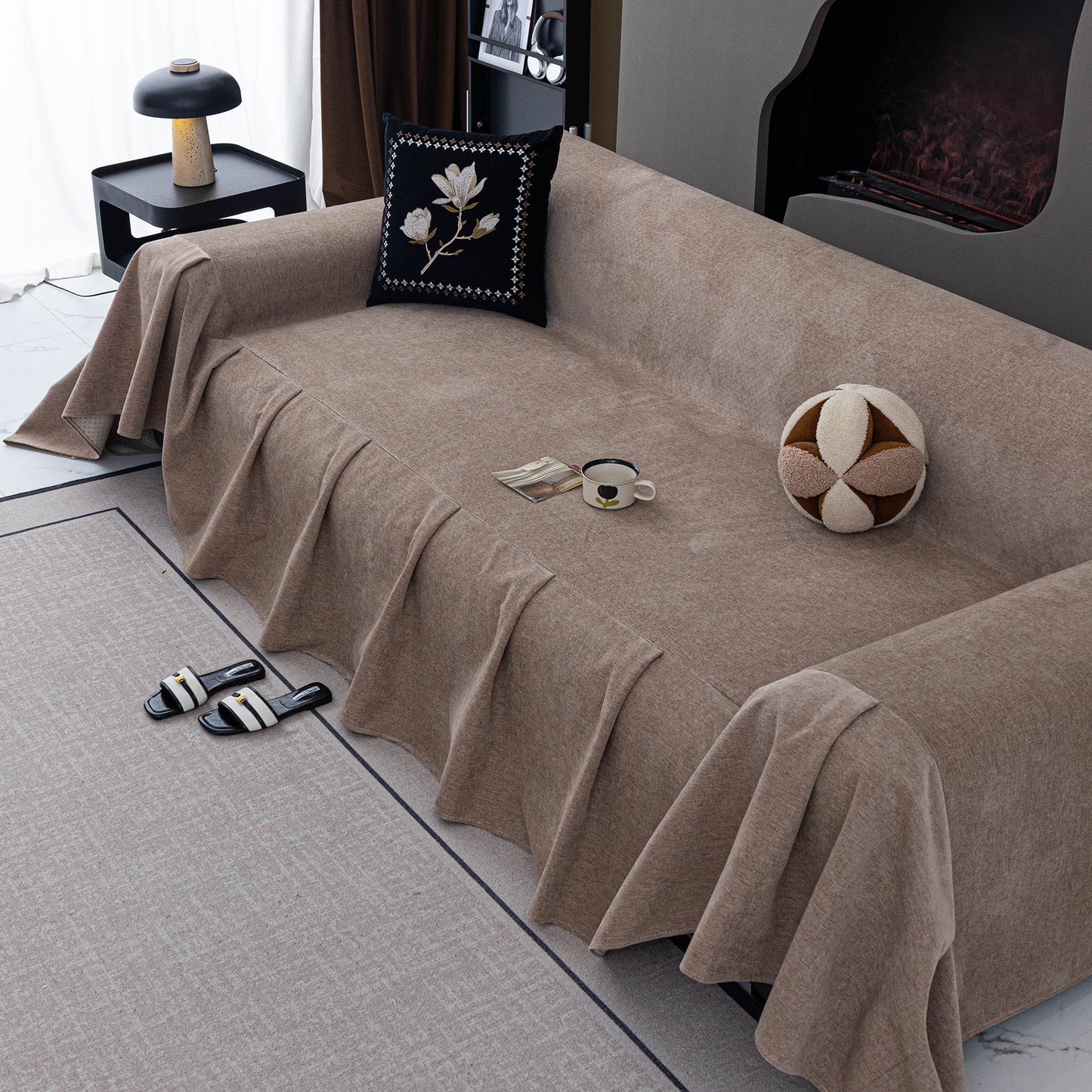 Water Repellent Couch Cover, Non Slip Furniture Protector for Leather & Fabric Sofa