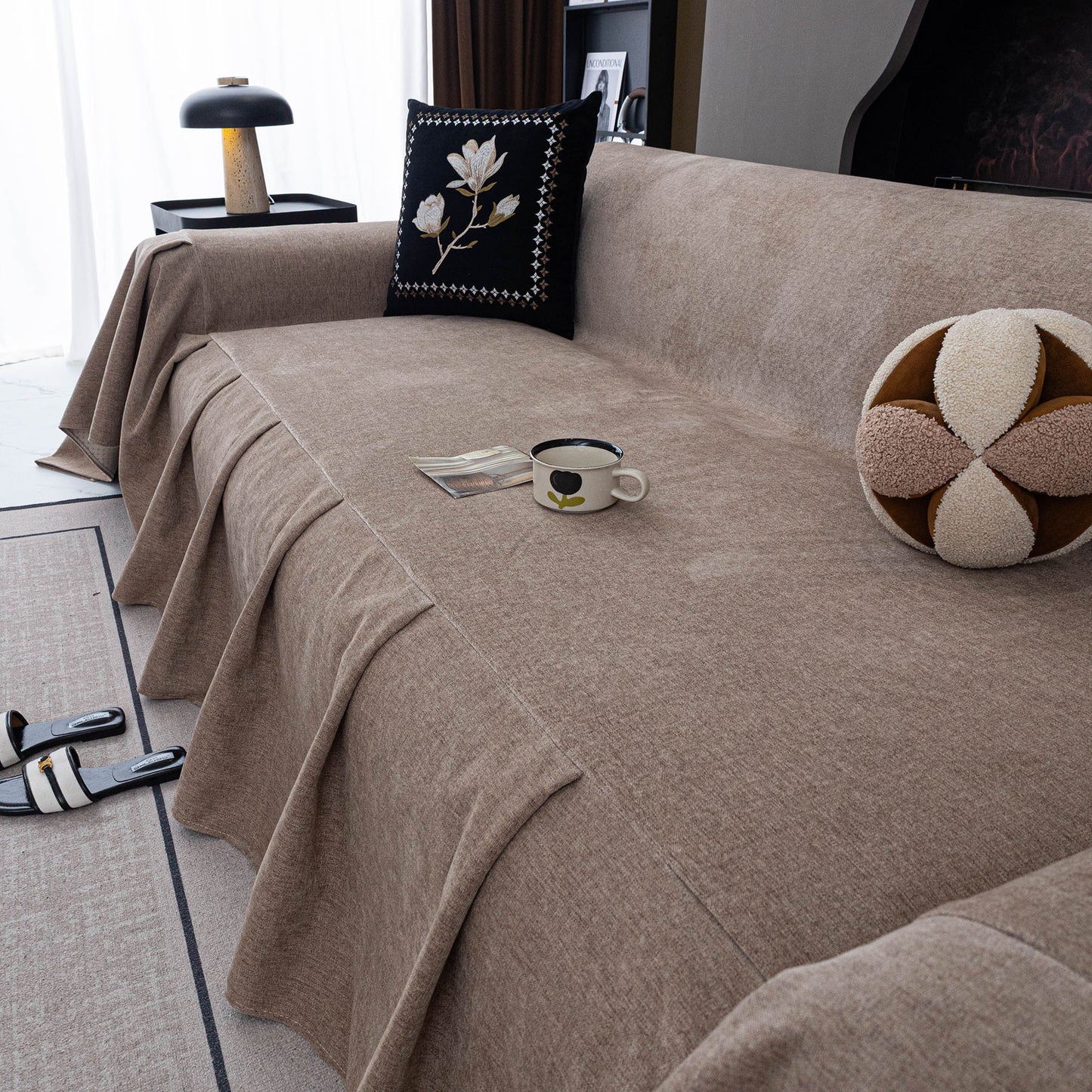 Water Repellent Couch Cover, Non Slip Furniture Protector for Leather & Fabric Sofa