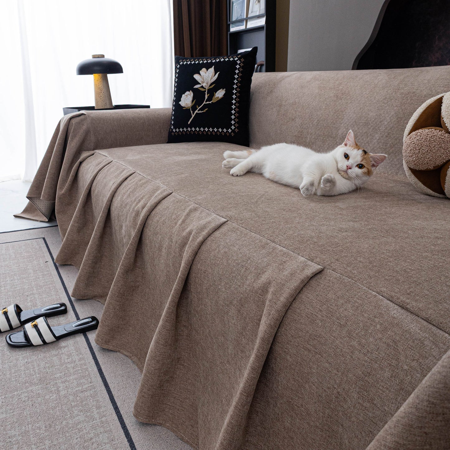 Water Repellent Couch Cover, Non Slip Furniture Protector for Leather & Fabric Sofa
