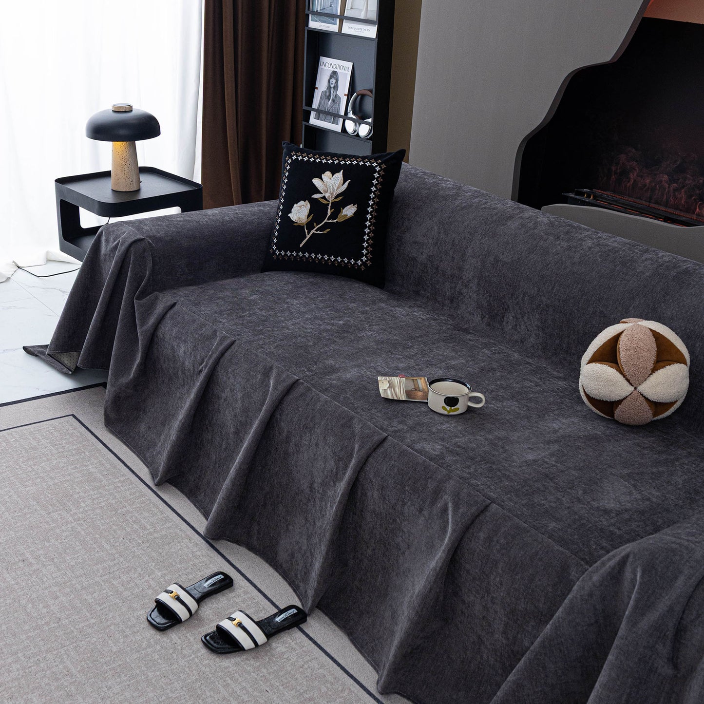 Water Repellent Couch Cover, Non Slip Furniture Protector for Leather & Fabric Sofa