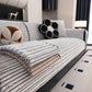 Plush Striped Couch Seat and Backrest Cover, Non-Slip Individual Sofa Protector