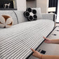 Plush Striped Couch Seat and Backrest Cover, Non-Slip Individual Sofa Protector