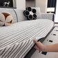 Plush Striped Couch Seat and Backrest Cover, Non-Slip Individual Sofa Protector